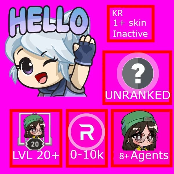 Valorant Account Ranked Ready Handmade KR Inactive  Skins 1+  Agents 8+[MAIL LOST]